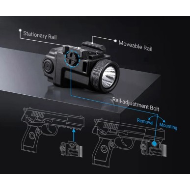 Lampe rechargeable pour arme PA (Glock 17, PAMAS, etc) 500 l, Nextorch