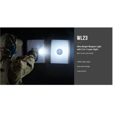 Lampe WL23 Nextorch avec laser rouge pour arme de poing (GLOCK 17, ..)