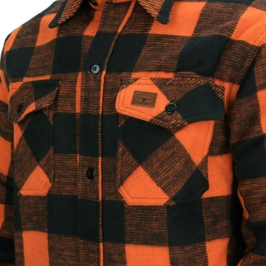 Chemise épaisse à carreaux, type bucheron, couleur orange et noir