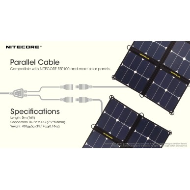 Câble d'Extension Parallèle Nitecore pour Panneau Solaire FSP100