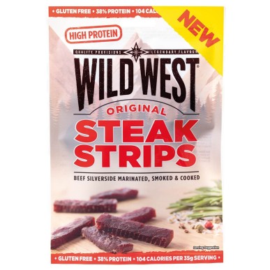 Wild West Steak Strips, Original, 60 g  (viande séchée américaine)