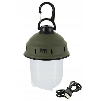 Lanterne bivouac M-TAC Rechargeable USB - (avec imitation feu-flamme) - vert militaire