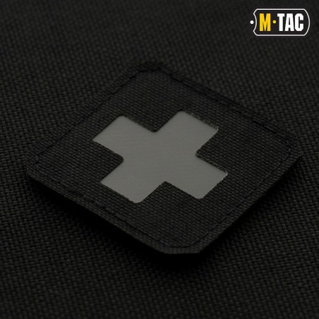 Patch Croix Medic basse visibilité en noir et gris