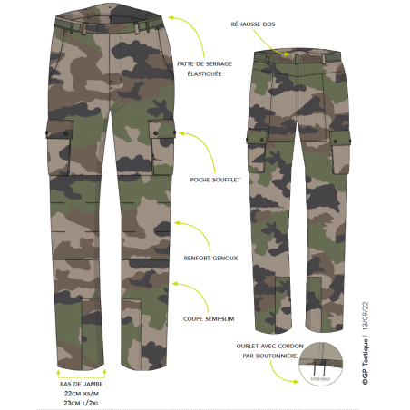 Pantalon F3 210 (print.-été) Camouflage CE armée fR - GP Tactique