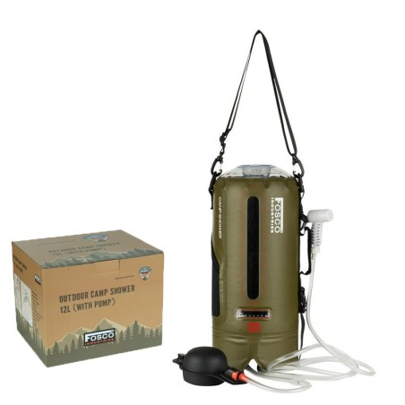 Douche Solaire de Bivouac 12L (avec pompe) - Couleur vert militaire