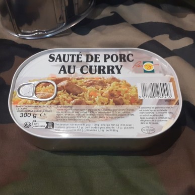 Ration de combat (conserve) Sauté de porc au curry DL : 09/2027