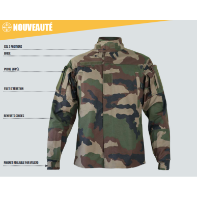 Veste treillis F3 Camouflage CE armée française - GP Tactique