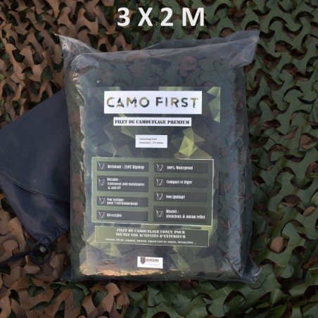 Filet de camouflage renforcé, 2 X 3 M, couleur forêt vert/marron